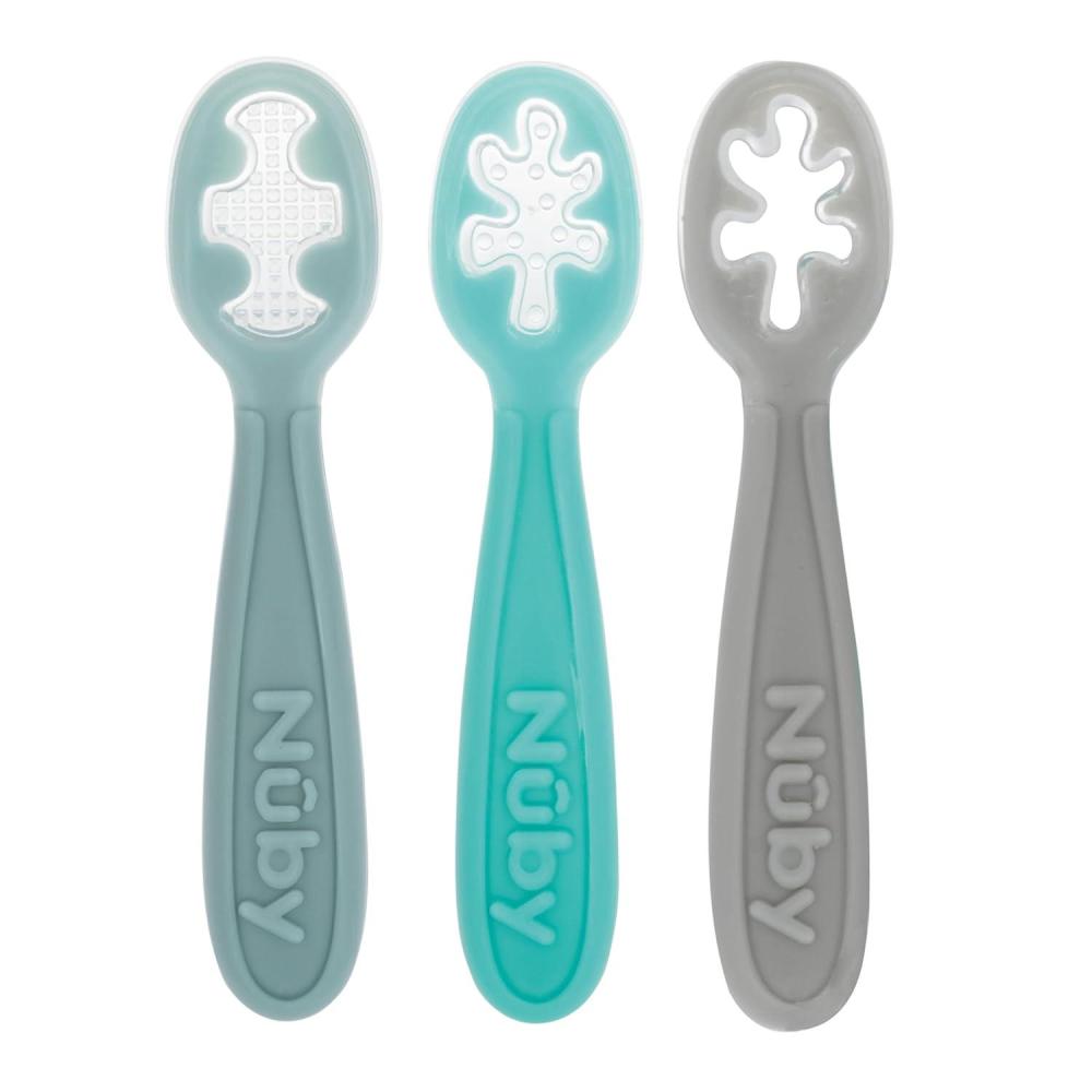 imageNuby Babys First Spoons Set  3Pack Feeding Utensils for Babies  6 MonthsSerene