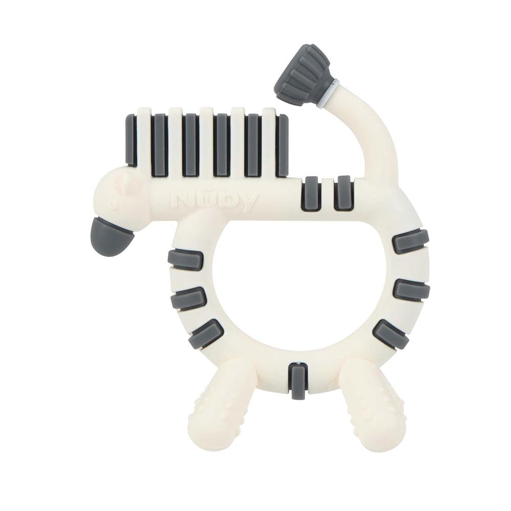 imageNuby Geo Zoos Massaging Teether  Baby Teething Toy  Soft Easy Grip  3 Months  DinoZebra