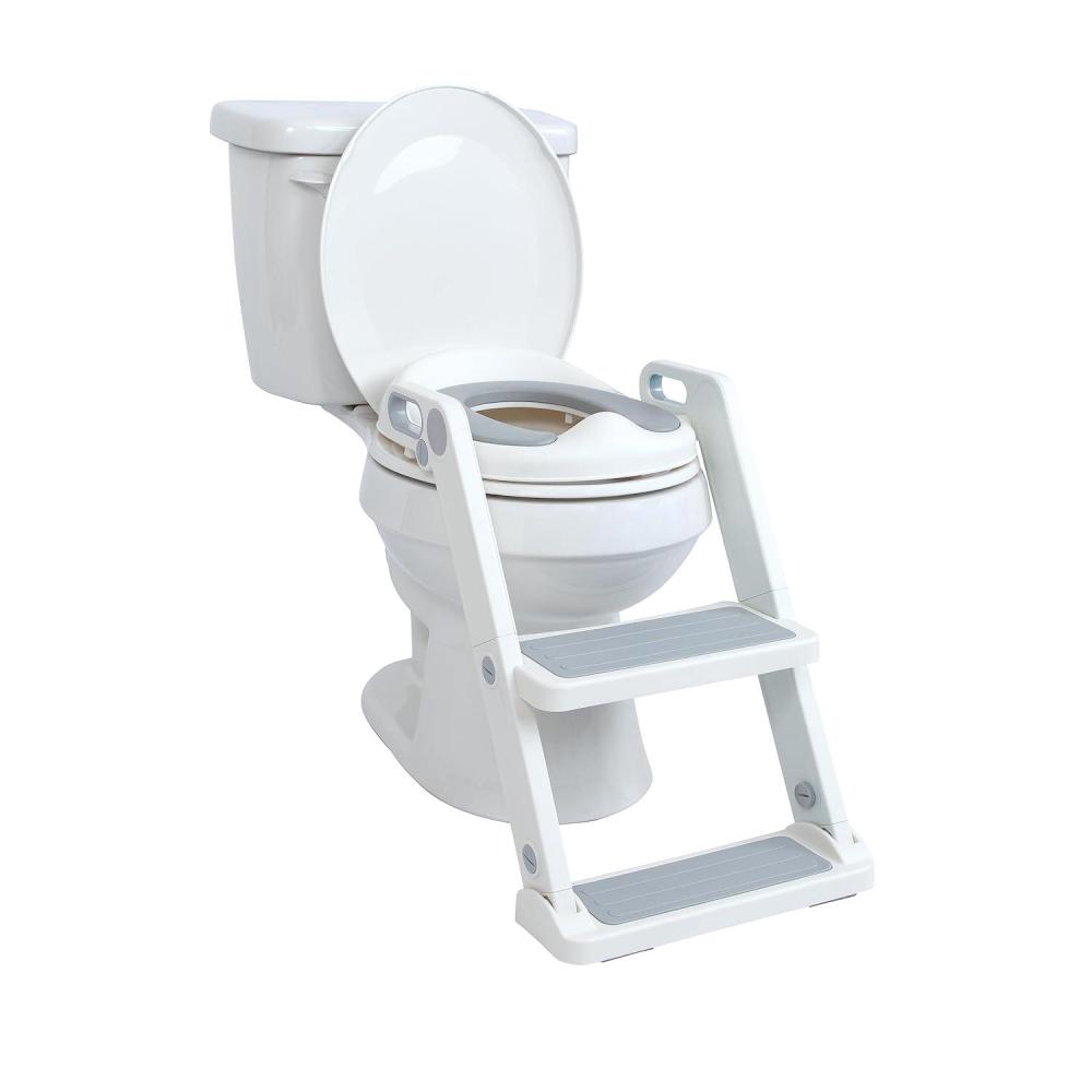 imageNuby Step Ladder Toddler Potty Seat for Toilet  AllinOne Kids Potty Training Toilet Seat with Ladder for Toddlers 18 Months  GreyLadder Potty Seat