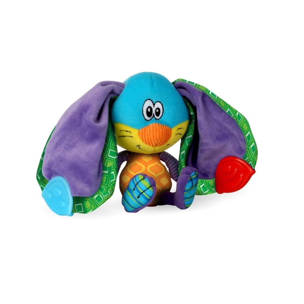 imageNuby Teether Tugz Plush Silicone Teething Toy  Baby Teething Toy for 3 Months  RabbitRabbit