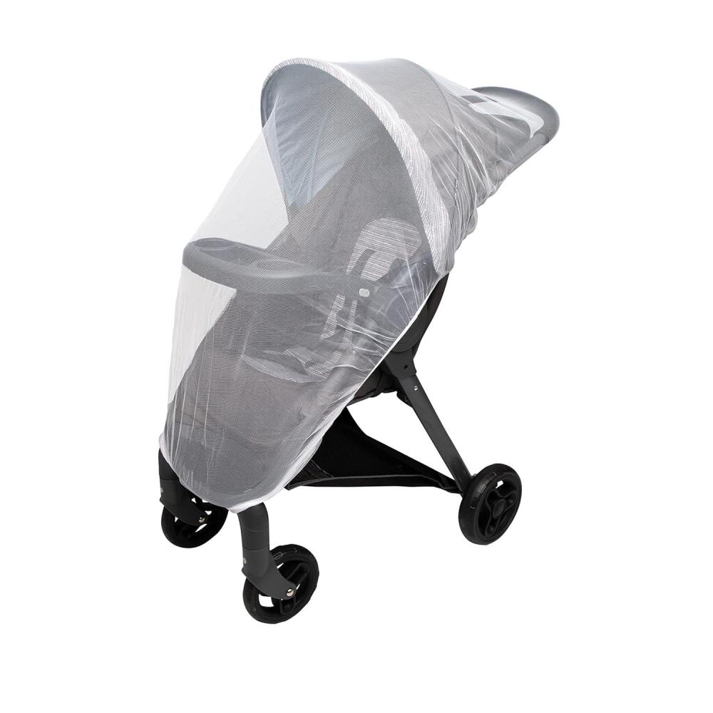 imageNuby Travel System Weather Shield Clear Plastic Stroller Cover with Storage Pocket ampamp Vented SidesMosquito Netting  White