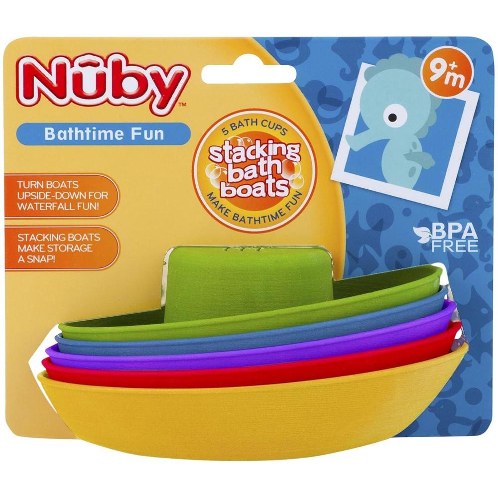imageNuby Whale Bath Cups  3 Stacking Cups  Baby Bath Toys for Boys and Girls 9 MonthsStacking Bath Boats