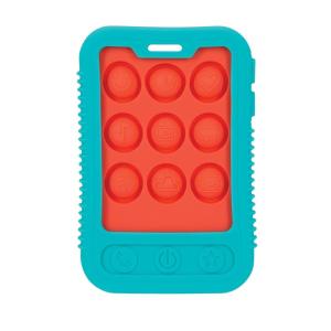 Nuby Baby Teething Toy, 3+ Months, Giggle Bytes Sensory Popper Cellphone, Aqua(Aqua Giggle Bytes Teething Toy)