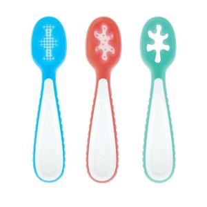 Nuby Baby’s First Spoons Set – (3-Pack) Feeding Utensils for Babies – 6+ Months(Blue  Red & Aqua)