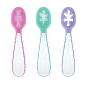 Nuby Baby’s First Spoons Set – (3-Pack) Feeding Utensils for Babies – 6+ Months(Pink  Aqua & Purple)