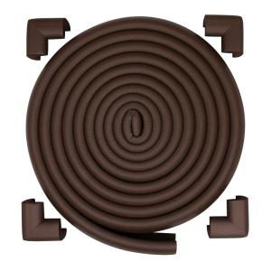 Nuby Child Safety Soft Foam Edge and Corner Cushion for Hard Edges, Includes 16 Feet and 4 Corners, Brown