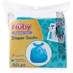 Nuby Diaper Disposal Bags for Baby – (6-Pack) 50 Count Disposable Bags – Fresh Baby Powder Scent – Blue(50 Count (Pack of 1))