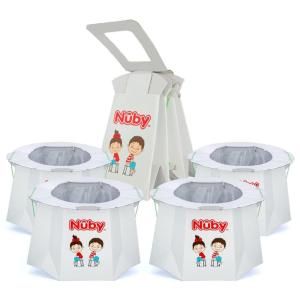 Nuby Disposable Travel Potty with Liner – Foldable and Portable Potty; Toddler Potty Essential for Camp, Trips, & Car Rides – Travel Potty for Toddler, 3 Pack(4 Pack)