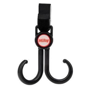 Nuby Double Stroller Hook, Adjustable Hook, Black or Grey(Black & Gray)