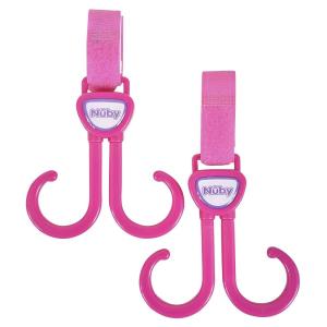 Nuby Double Stroller Hook, Adjustable Hook, Black or Grey(Pink)