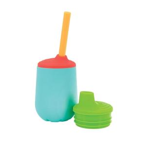Nuby First Training Cup – Silicone Cup with Free-Flow Spout and Easy-Grip Design – 2 oz – 6+ Months – Coral and Sprinkles(Aqua & Blue)