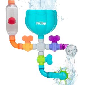 Nuby Floating Bath Tub Alphabet and Numbers Set – Soft Foam Waterproof Letters and Numbers – 36 Pieces – Educational Bath Toys for Kids – 3+ Years(Wacky Waterworks Pipes)