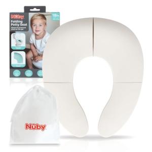 Nuby Folding Potty Seat and Bag – Toddler Travel Essential – Travel Toilet Seat for Toddlers 18+ Months – White(White)