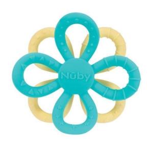 Nuby Fun Loops Teether – Flower-Shaped Infant Teething Toy for Babies – 3+ Months – Pink and Purple(Aqua & Yellow)