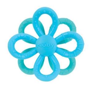 Nuby Fun Loops Teether – Flower-Shaped Infant Teething Toy for Babies – 3+ Months – Pink and Purple(Blue & Aqua)
