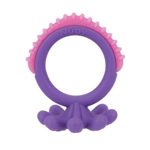 Nuby Geo Zoos Massaging Teether – Baby Teething Toy – Soft Easy Grip – 3+ Months – Dino(Octopus)