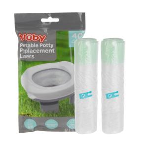 Nuby Portable Potty Replacement Liners – Disposable Potty Liners – Toddler Potty Training Essentials – 40 Count(40 Disposable Liners)