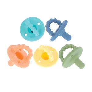Nuby Silicone Softees Pacifier and Teethers – (5-Pack) Silicone Baby Pacifiers and Teethers – 0+ Months – Assorted Colors(Multi-Color (Pack of 5))
