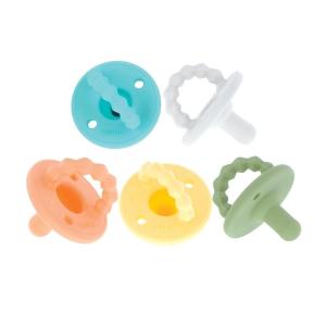 Nuby Silicone Softees Pacifier and Teethers – (5-Pack) Silicone Baby Pacifiers and Teethers – 0+ Months – Assorted Colors(Neutrals (Pack of 5))