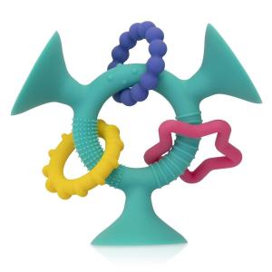 Nuby Silly Three Prong Interactive Suction Toy with Colorful Rings, Red(Aqua)
