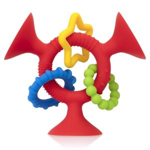 Nuby Silly Three Prong Interactive Suction Toy with Colorful Rings, Red(Red)