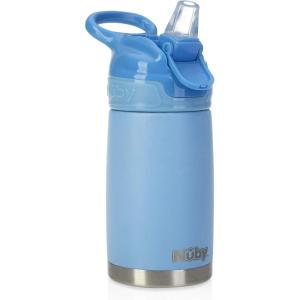 Nuby Thirsty Kids No Spill Flip-It Reflex Stainless Steel Travel Cup or Water Bottle – 10 Oz – 18+ Months – Aqua Mint – Back to School Essentials(10.1 Ounces (Pack of 12))