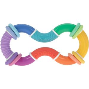 Nuby Twista Teether Toy for Babies – Multicolor Rattle Teething – Toy for Baby Teething Relief – 6+ Months(Twist-a-Ring Teether and Fidget Toy)