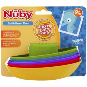 Nuby Whale Bath Cups – 3 Stacking Cups – Baby Bath Toys for Boys and Girls 9+ Months(Stacking Bath Boats)