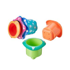 Nuby Whale Bath Cups – 3 Stacking Cups – Baby Bath Toys for Boys and Girls 9+ Months(Stacking Splish Splash Cups)