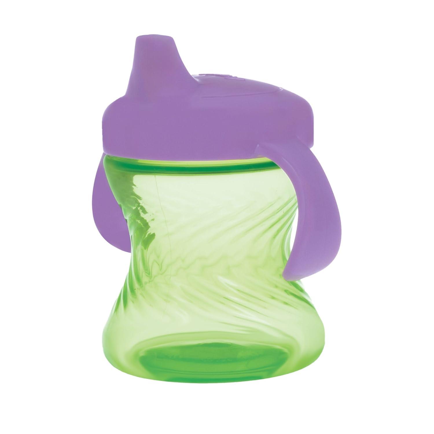 imageNuby 2Handle NoSpill Hard Spout Sippy Cup with Easy Grip 3Pack 7 oz Baby Sippy Cup with Controlled Sipping for 6 Months PinkPurpleGreenPinkAquaPurple