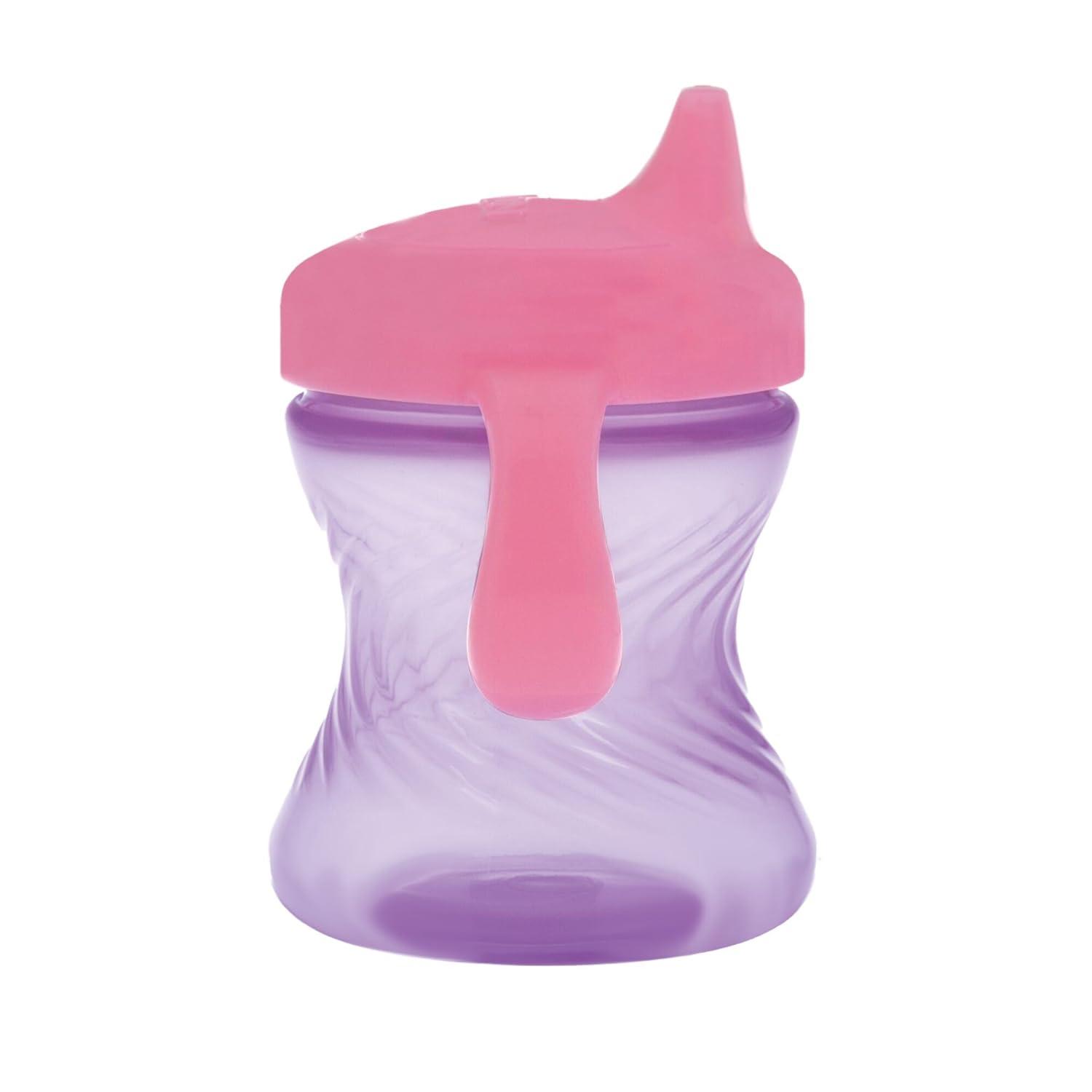 imageNuby 2Handle NoSpill Hard Spout Sippy Cup with Easy Grip 3Pack 7 oz Baby Sippy Cup with Controlled Sipping for 6 Months PinkPurpleGreenPinkAquaPurple