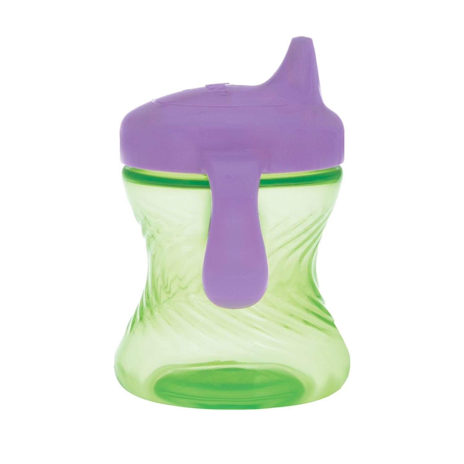 imageNuby 2Handle NoSpill Hard Spout Sippy Cup with Easy Grip 3Pack 7 oz Baby Sippy Cup with Controlled Sipping for 6 Months PinkPurpleGreenPinkAquaPurple