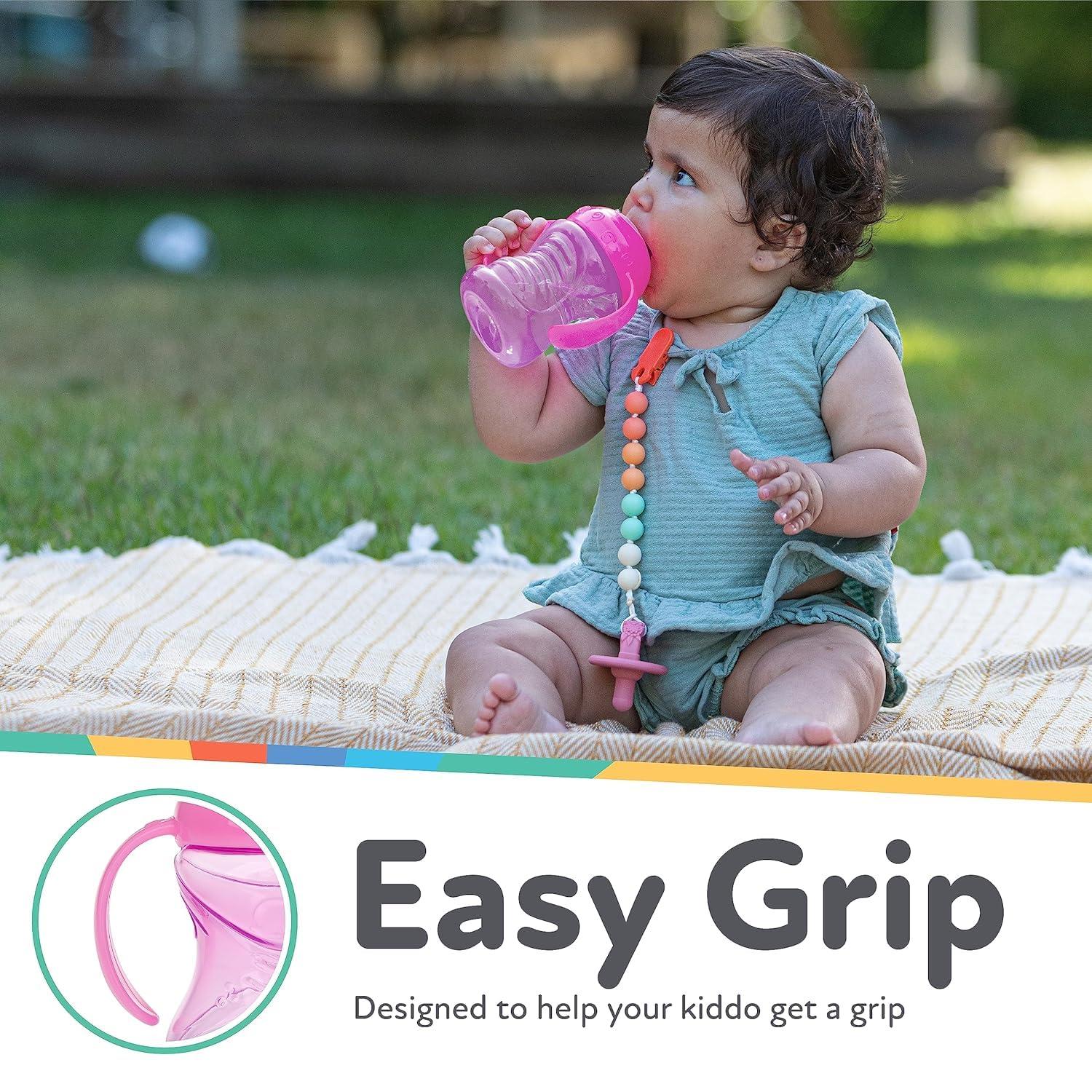 imageNuby ClikIt Grip N Sip Soft Spout NoSpill Training Sippy Cup with Handles 3Pack 10 oz 4 Months BlueGreenRedPink Purple Aqua