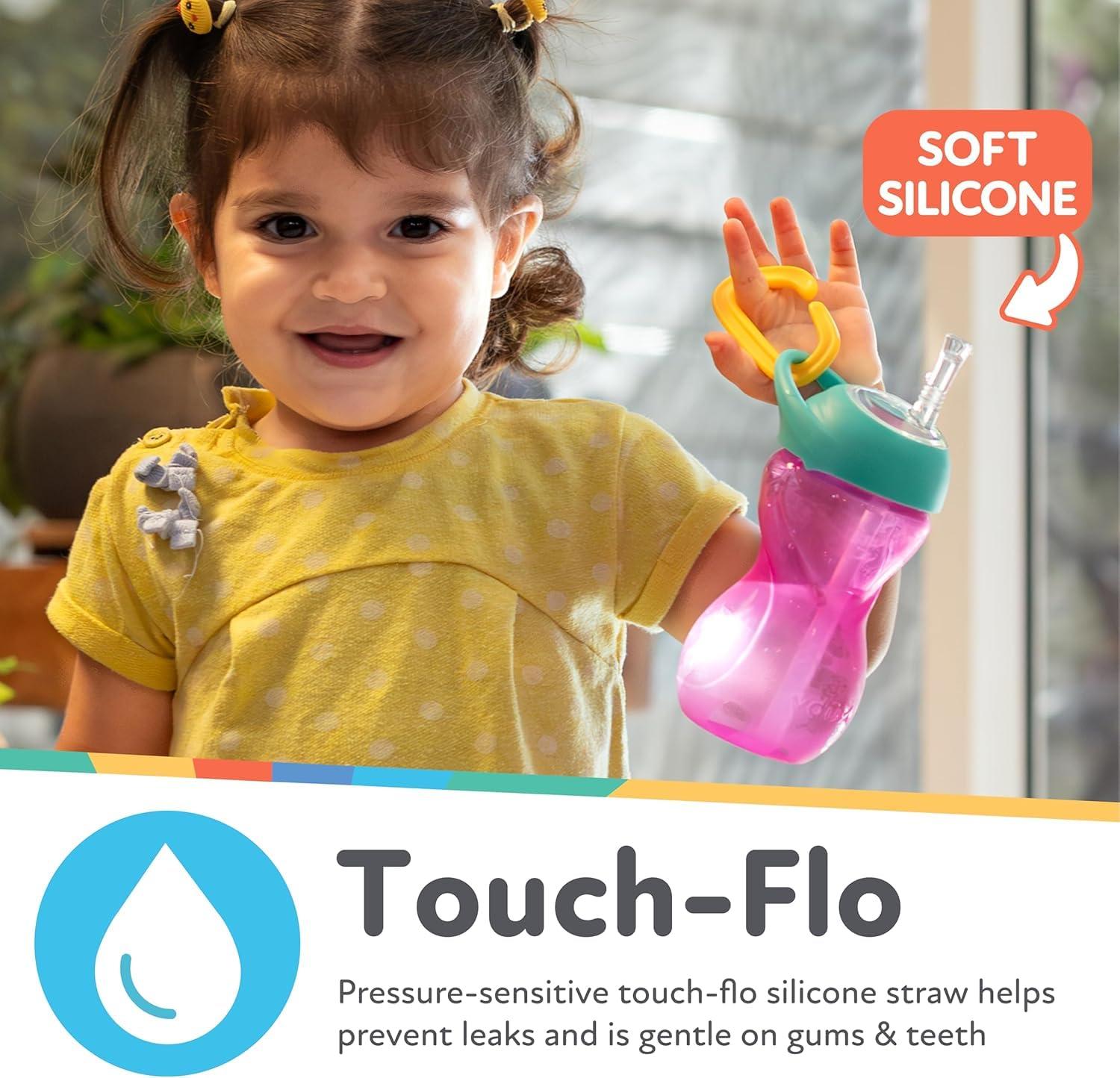 imageNuby NoSpill ClikIt Soft Spout Sippy Cup with Carabiner Clip 3Pack 10 oz Baby Sippy Cup for 6 Month Old with Easy Grip AquaPinkPurplePink Purple Aqua