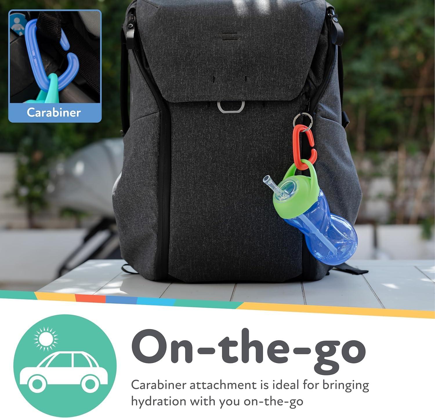 imageNuby NoSpill ClikIt Soft Spout Sippy Cup with Carabiner Clip 3Pack 10 oz Baby Sippy Cup for 6 Month Old with Easy Grip AquaPinkPurpleRed Green Blue