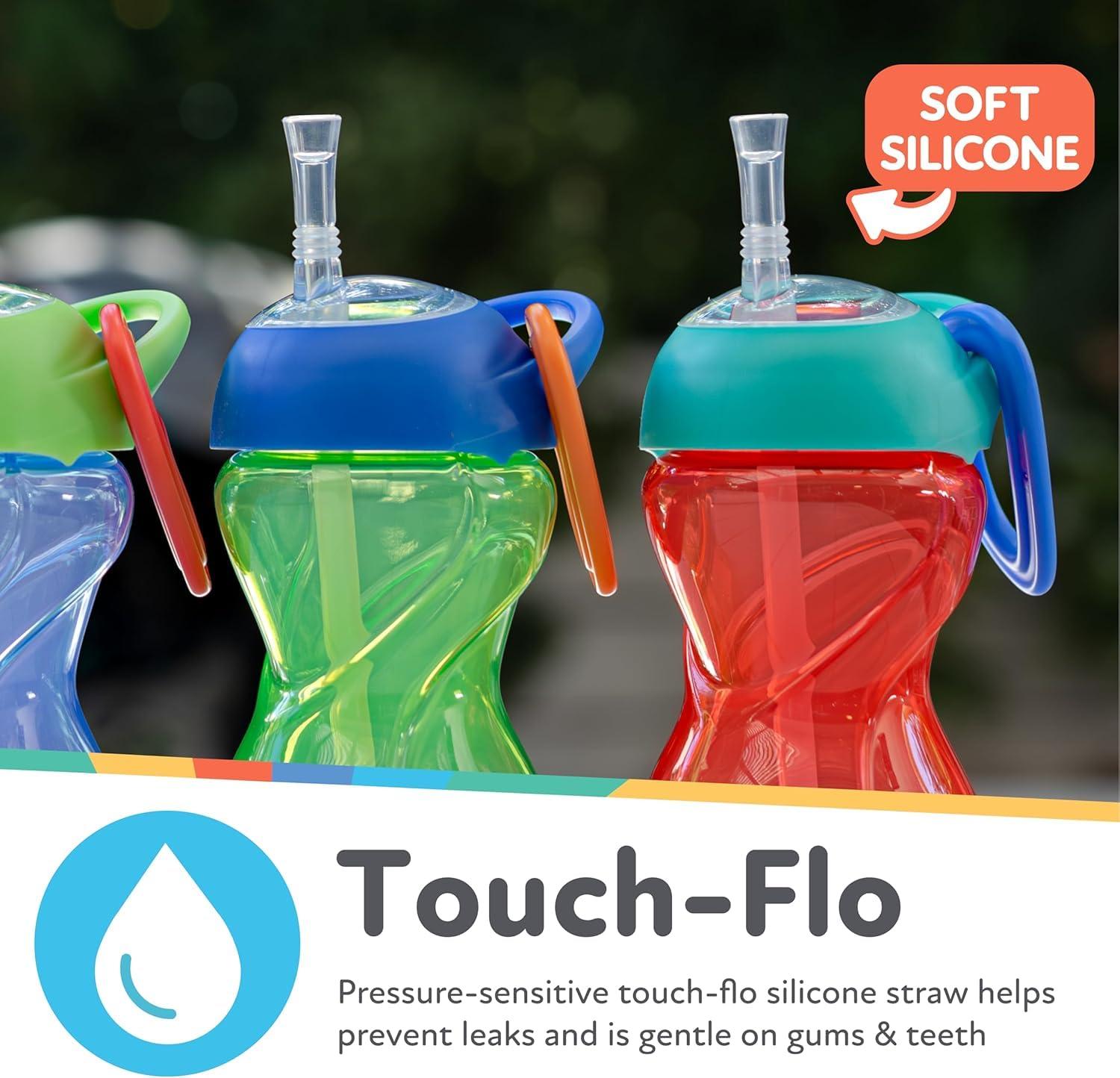 imageNuby NoSpill ClikIt Soft Spout Sippy Cup with Carabiner Clip 3Pack 10 oz Baby Sippy Cup for 6 Month Old with Easy Grip AquaPinkPurpleRed Green Blue