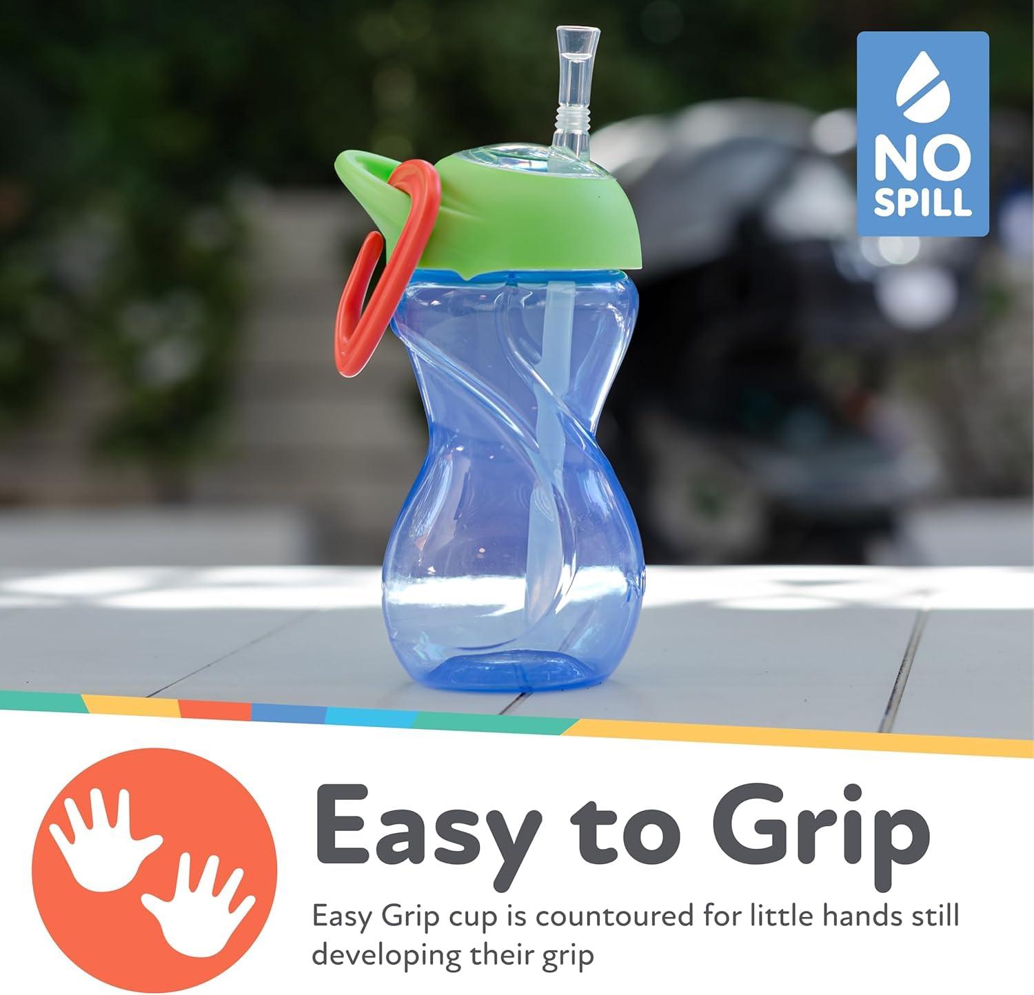 imageNuby NoSpill ClikIt Soft Spout Sippy Cup with Carabiner Clip 3Pack 10 oz Baby Sippy Cup for 6 Month Old with Easy Grip AquaPinkPurpleRed Green Blue