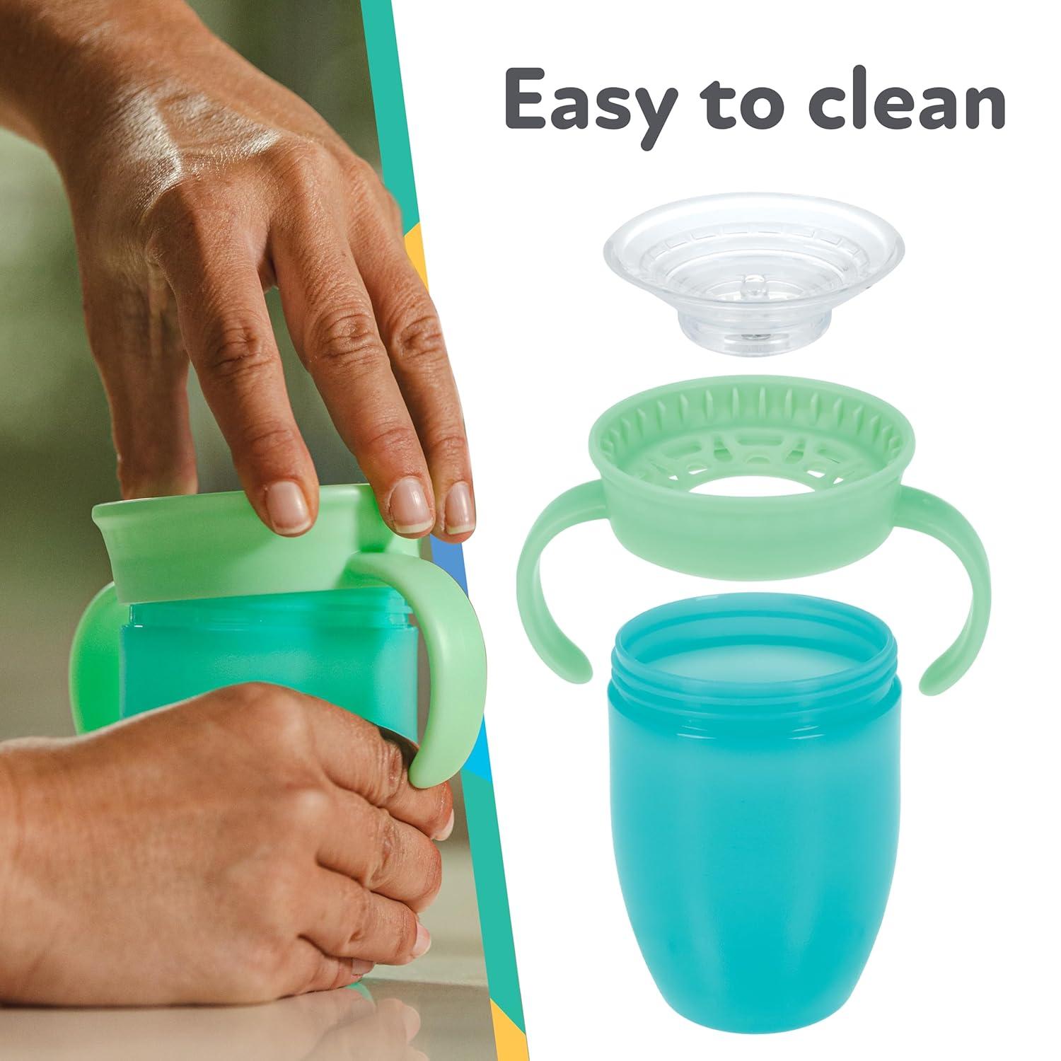 imageNuby Wonder Cup SpillProof Toddler Sippy Cups 2 Pack 5 oz Sip from All Sides Leak Resistant Easy Grip TwoHandle Design PinkAquaPink Purple Aqua