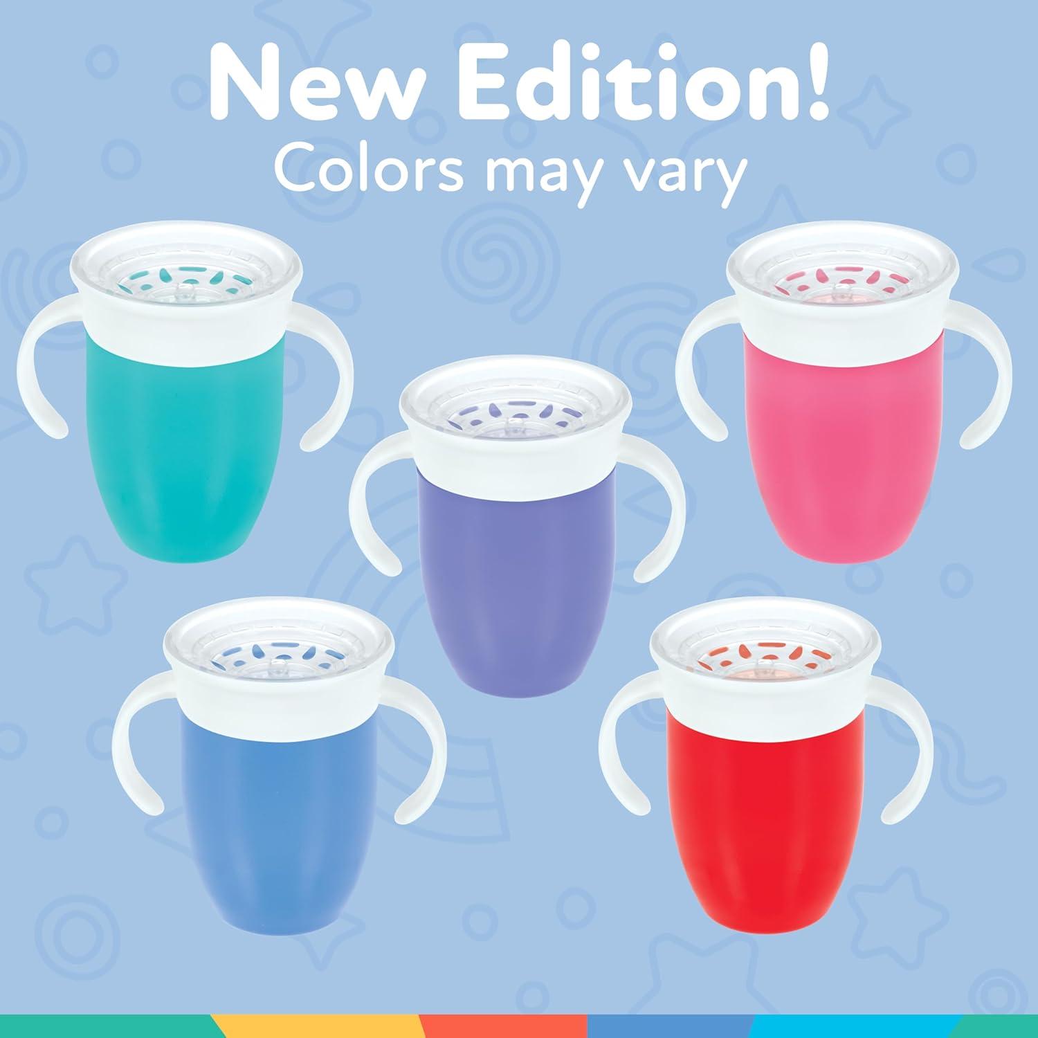 imageNuby Wonder Cup SpillProof Toddler Sippy Cups 2 Pack 5 oz Sip from All Sides Leak Resistant Easy Grip TwoHandle Design PinkAquaRed Blue