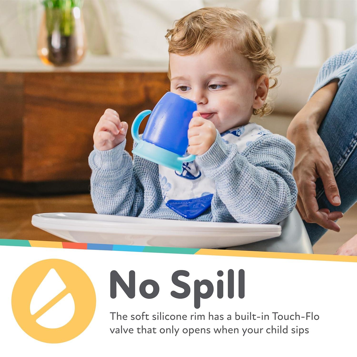 imageNuby Wonder Cup SpillProof Toddler Sippy Cups 2 Pack 5 oz Sip from All Sides Leak Resistant Easy Grip TwoHandle Design PinkAquaRed Blue