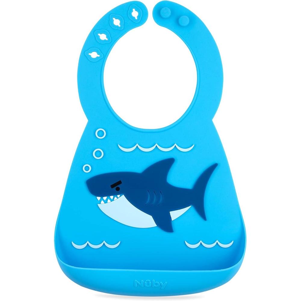 imageNuby On The Go Silicone 3D Bib with Scoop to Catch MessShark