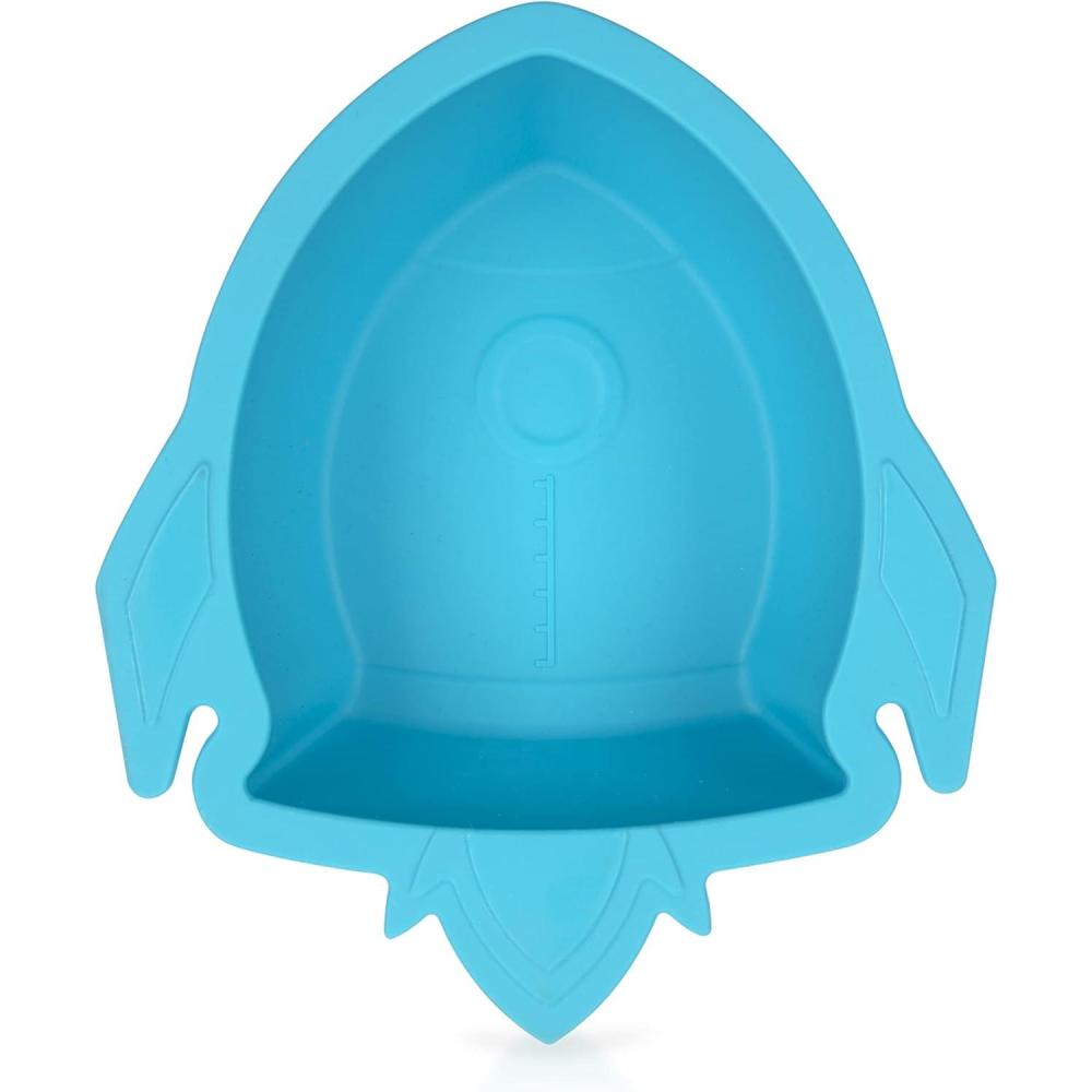 imageNuby Sure Grip Silicone Rocket Bowl with Non Slip Base 6m PinkBlue