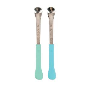 Nuby 2 in 1 Silicone and Stainless Steel Dual Ended Feeding Spoons for Baby, Aqua/Blue(Aqua/Blue)