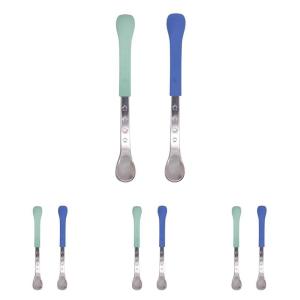 Nuby 2-in-1 Hot Safe Feeding Spoons – (2-Pack) Spoons for Babies 6+ Months – Blue and Aqua(Regular (Pack of 4))