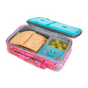 Nuby Insulated Lunchbox for Girls – Bento Lunch Box – 3+ Years – Pink Rainbows – Back to School Essentials(Rainbow)