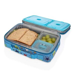 Nuby Insulated Lunchbox for Girls – Bento Lunch Box – 3+ Years – Pink Rainbows – Back to School Essentials(Stars)