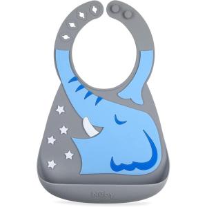 Nuby On The Go Silicone 3D Bib with Scoop to Catch Mess(Elephant)