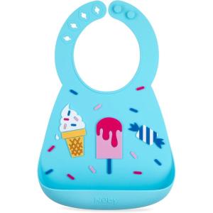 Nuby On The Go Silicone 3D Bib with Scoop to Catch Mess(Ice Cream)