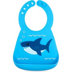 Nuby On The Go Silicone 3D Bib with Scoop to Catch Mess(Shark)