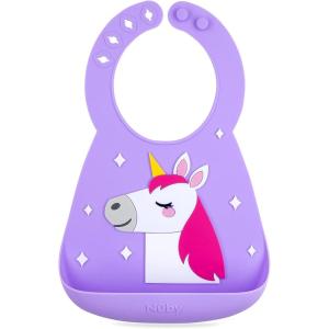 Nuby On The Go Silicone 3D Bib with Scoop to Catch Mess(Unicorn)